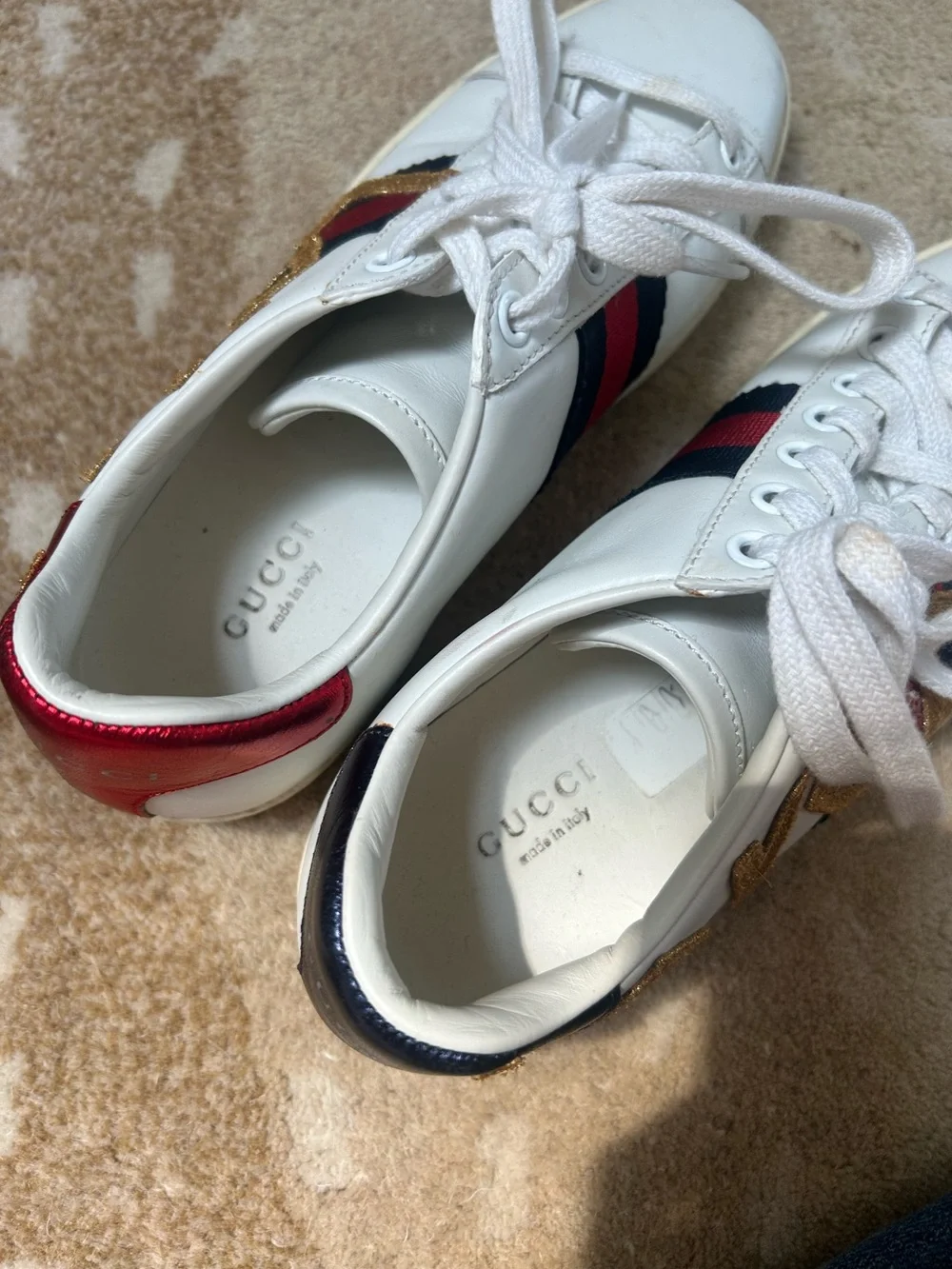 Gucci White Leather Loved Embroidered Ace Sneakers